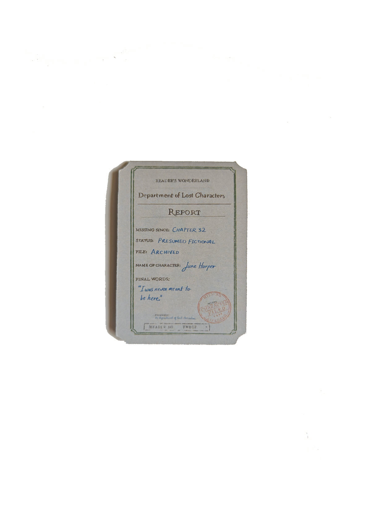 Magnetic Bookmark | Department of Lost Characters — Report